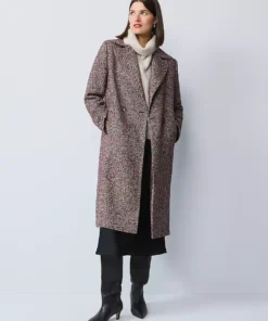 Herringbone Double Breasted Long Coat