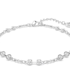 Round cut, White, Rhodium plated